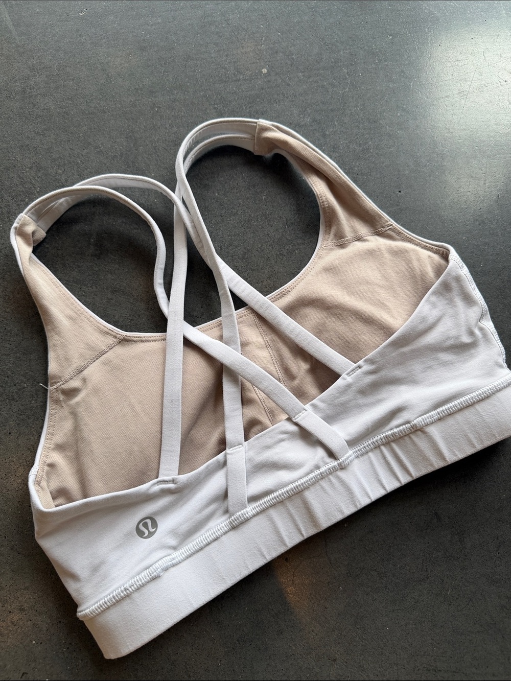 lululemon athletica Nude & White Strappy Crossback Sports Bra